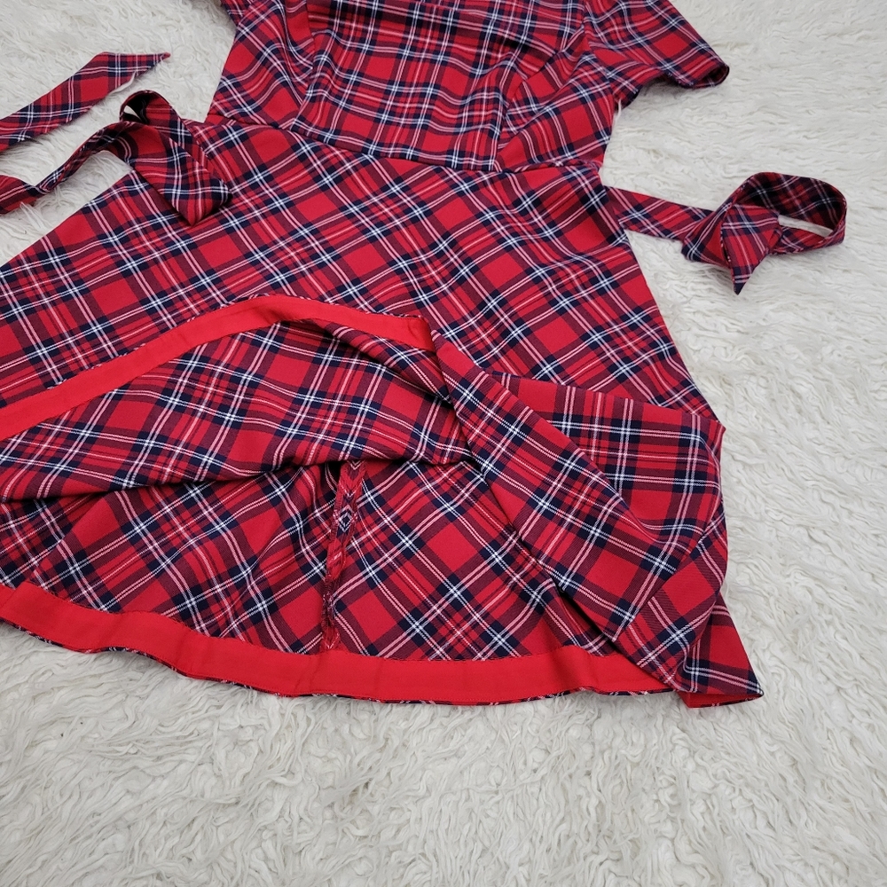 Draper James Angie Check Bow Waist Love Circle Dress Holiday Check Plaid DRW0601 - Picture 8 of 12
